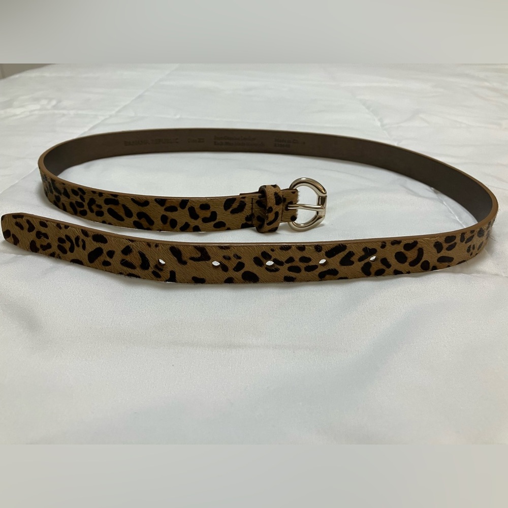 Women’s leather cow hair belt with leopard print size XS